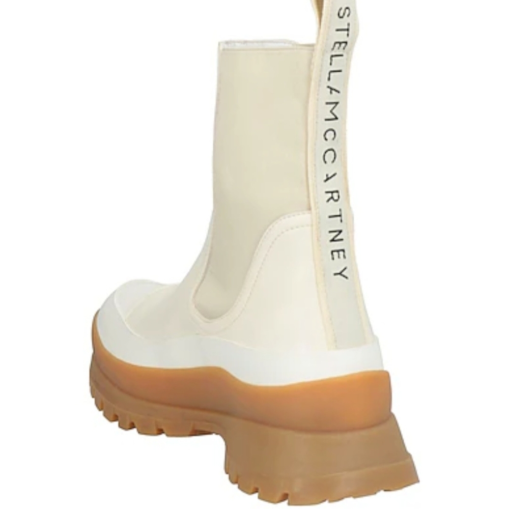 Stella Mccartney Trace Light Texture Ankle Boots in Beige Polyurethane Size 38